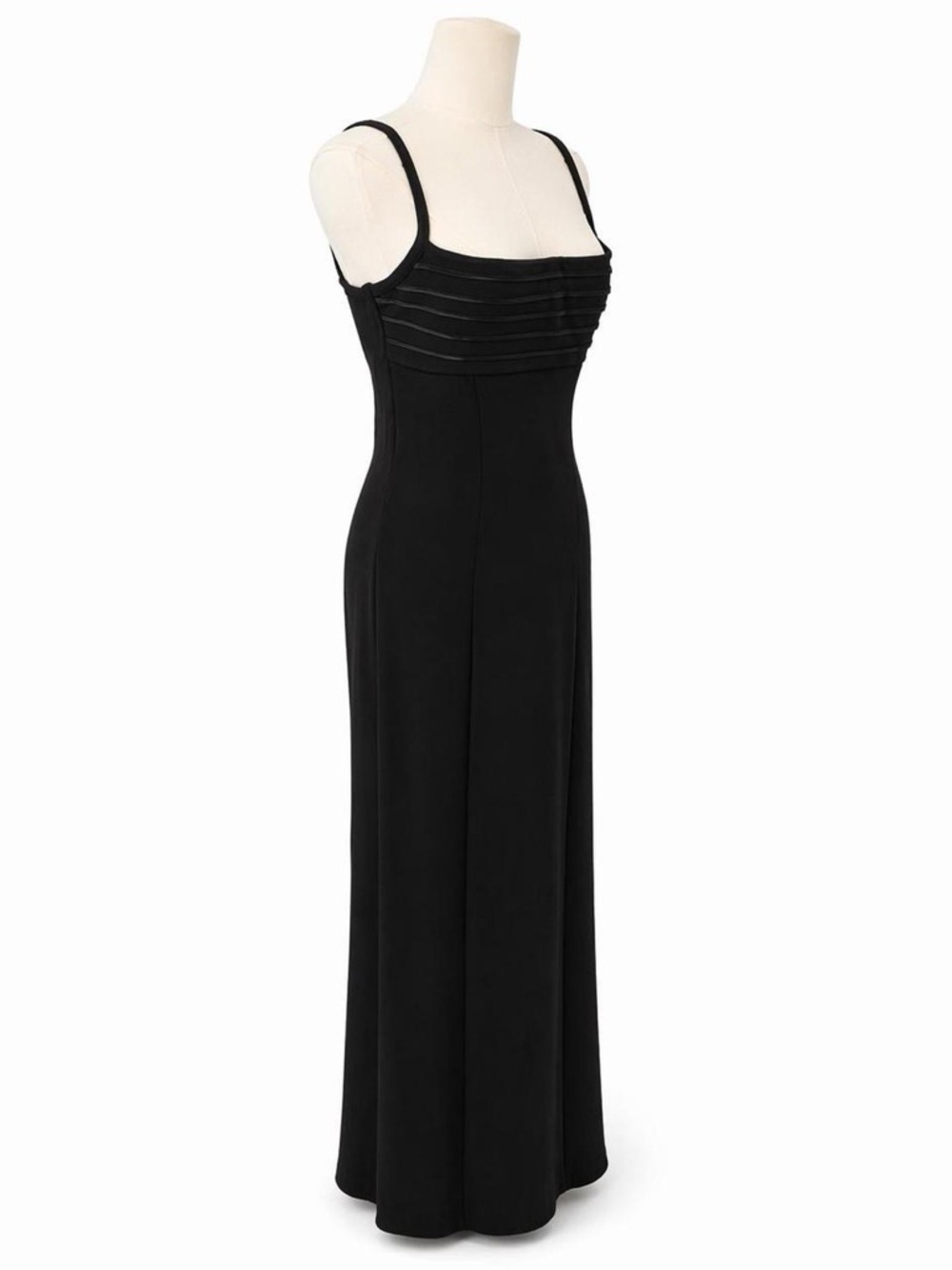Tadashi Shoji Black Maxi Dress Size 8 Pleated Bodice Slip Formal Evening Gown - Picture 4 of 8